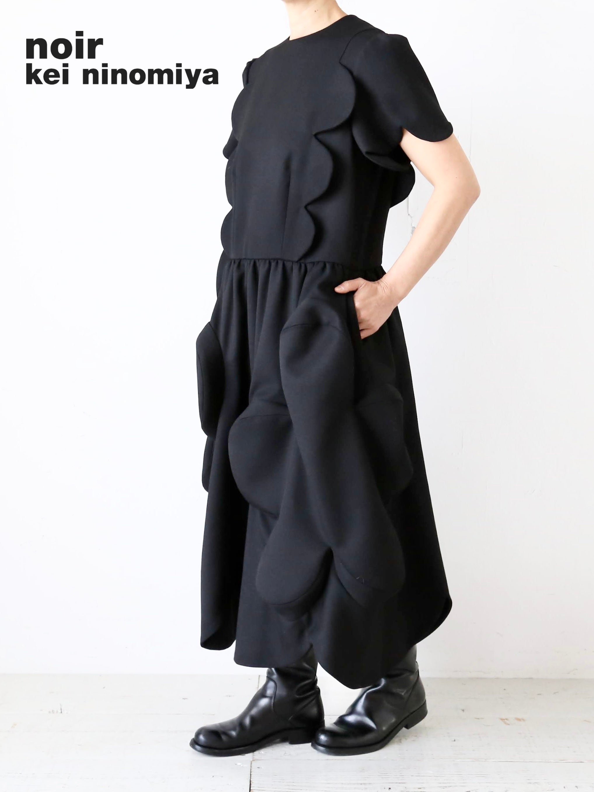 noir kei ninomiya ワンピース　フリルカットソー　2点セット noir kei ninomiya ノワールケイニノミヤ ウールギャバジンワンピース