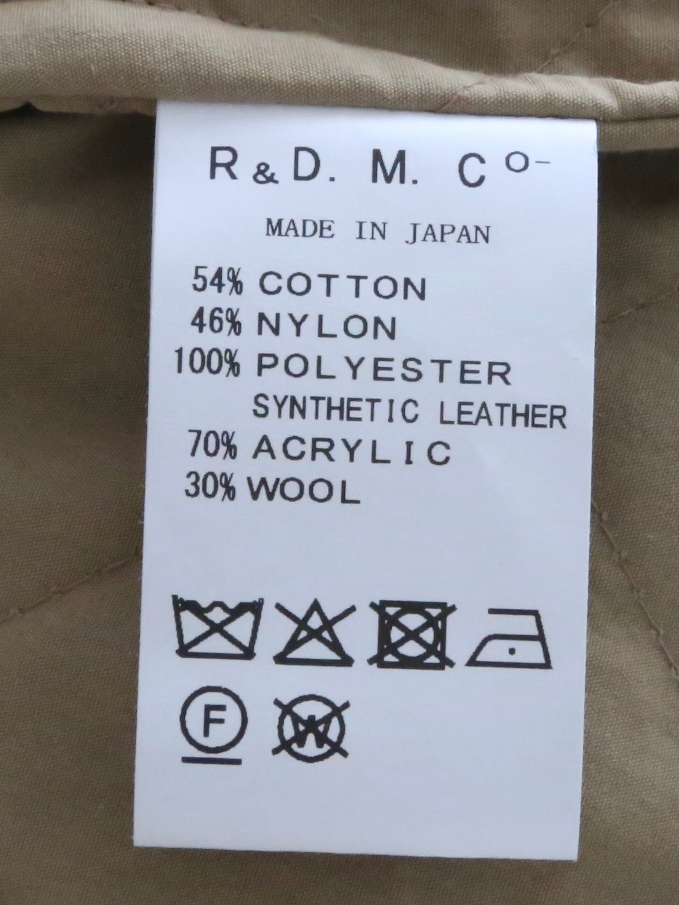 R&D.M.Co- ウォータープルーフキルティングハーフコート [7730]