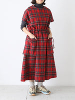 画像をギャラリービューアに読み込む, R&amp;D.M.Co- ウールタータンチェックポケットドレス [6539]

