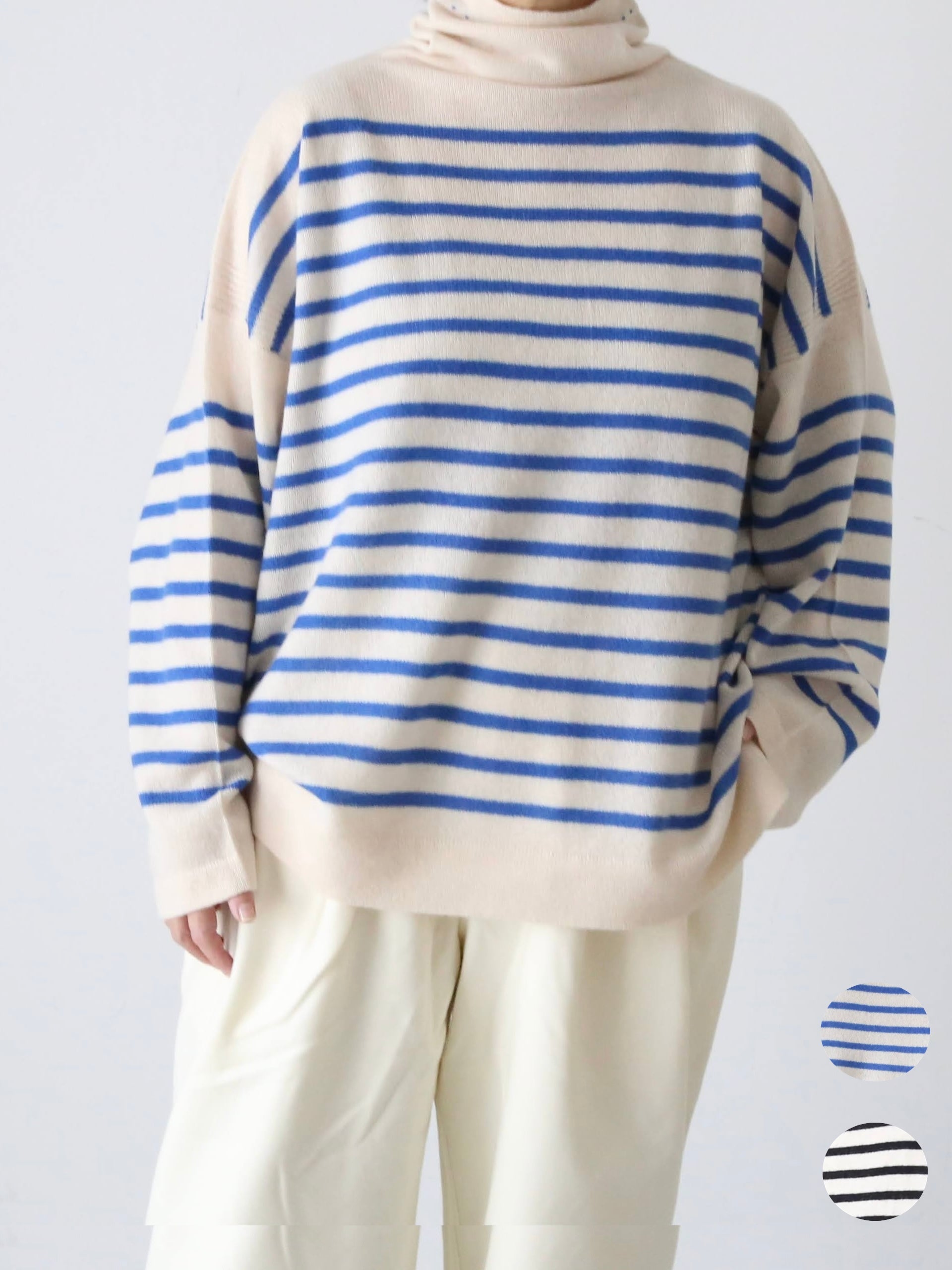 TOWAVASE バスクプルオーバー タートルネック カシミヤ100% 一本どり
