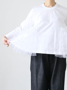 noir kei ninomiya 綿ポンチ×エステルオーガンジーTシャツ [3M-T007-051]