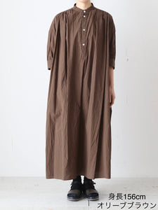 TOUJOURS ハーフビショップスリーブ プリーテッドシャツドレス