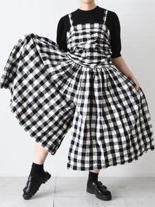 tao COMME des GARCONS チェック柄 半袖ワンピース M tao タオ コム デ ギャルソン 綿リネンギンガムチェックワンピース – CREER