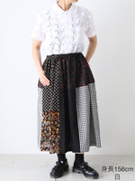 画像をギャラリービューアに読み込む, tao 綿ローン刺繍×綿ブロードブラウス [TQ-B012-051]
