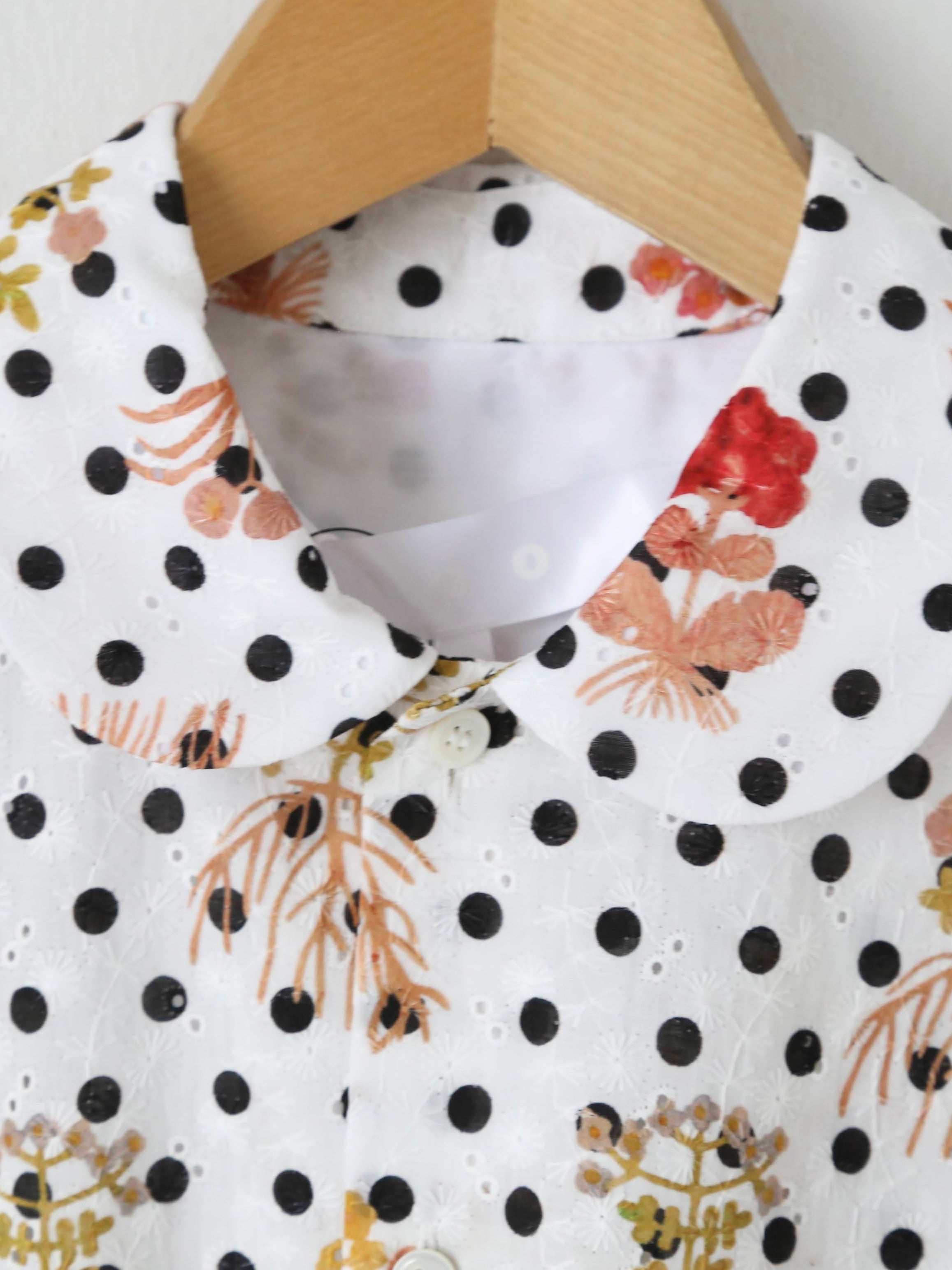 tao タオ コム デ ギャルソン 綿ローン刺繍プリントブラウス (Fumi