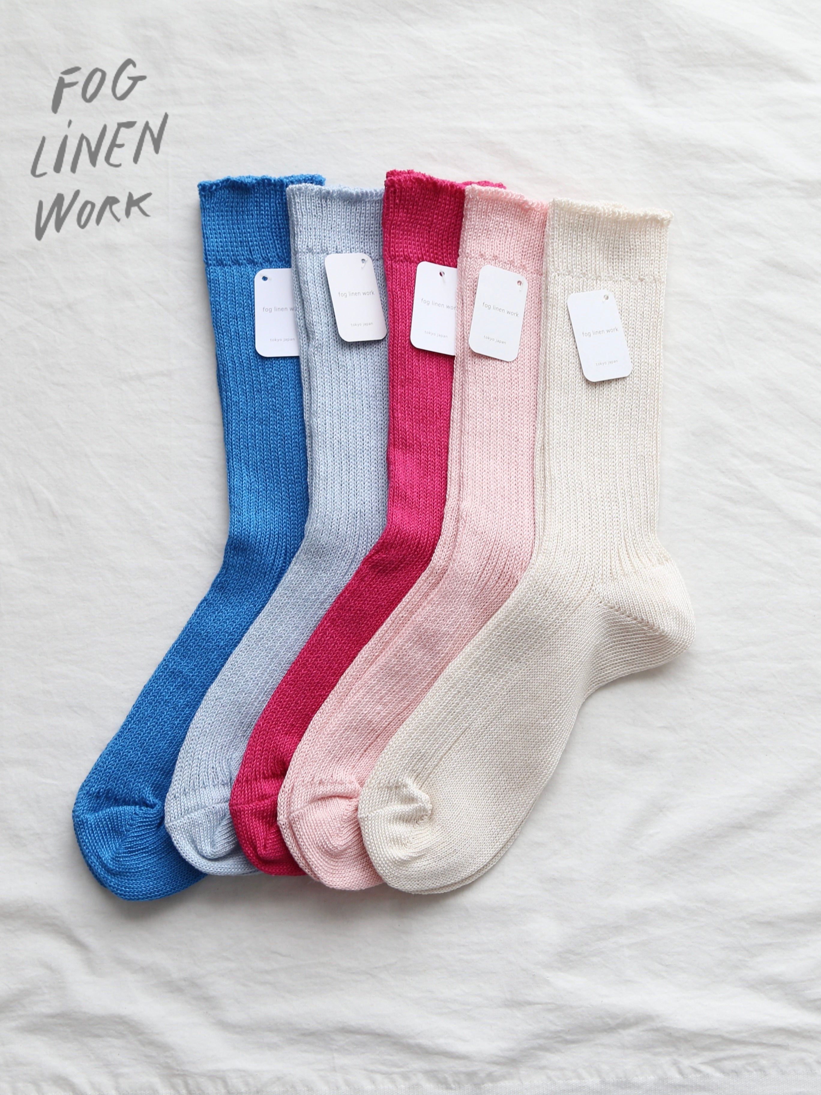 fog linen work フォグリネンワーク リネンミドルゲージリブソックス
