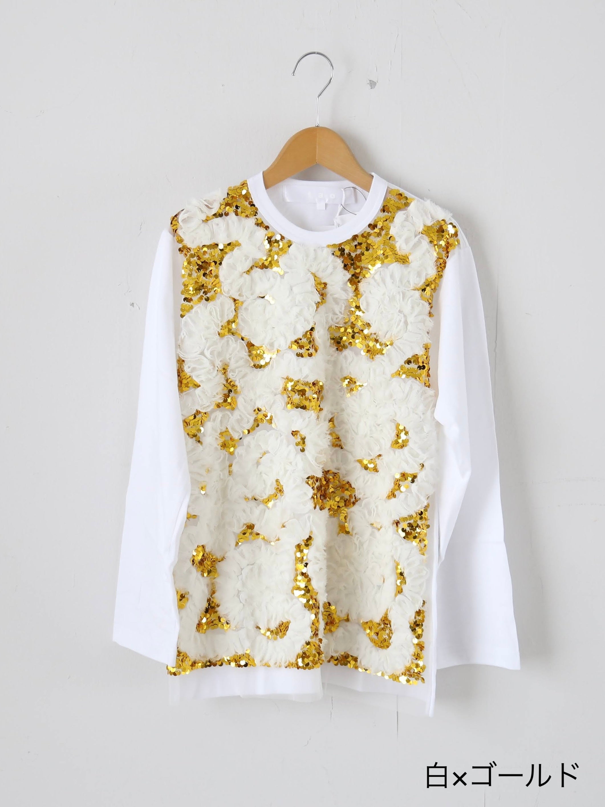 tao  エステルチュール×綿天竺 刺繍Tシャツ [TP-T008-051]