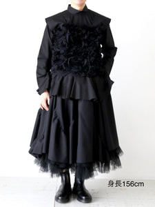 noir kei ninomiya ウールトロ×ナイロンチュール スカート 星柄