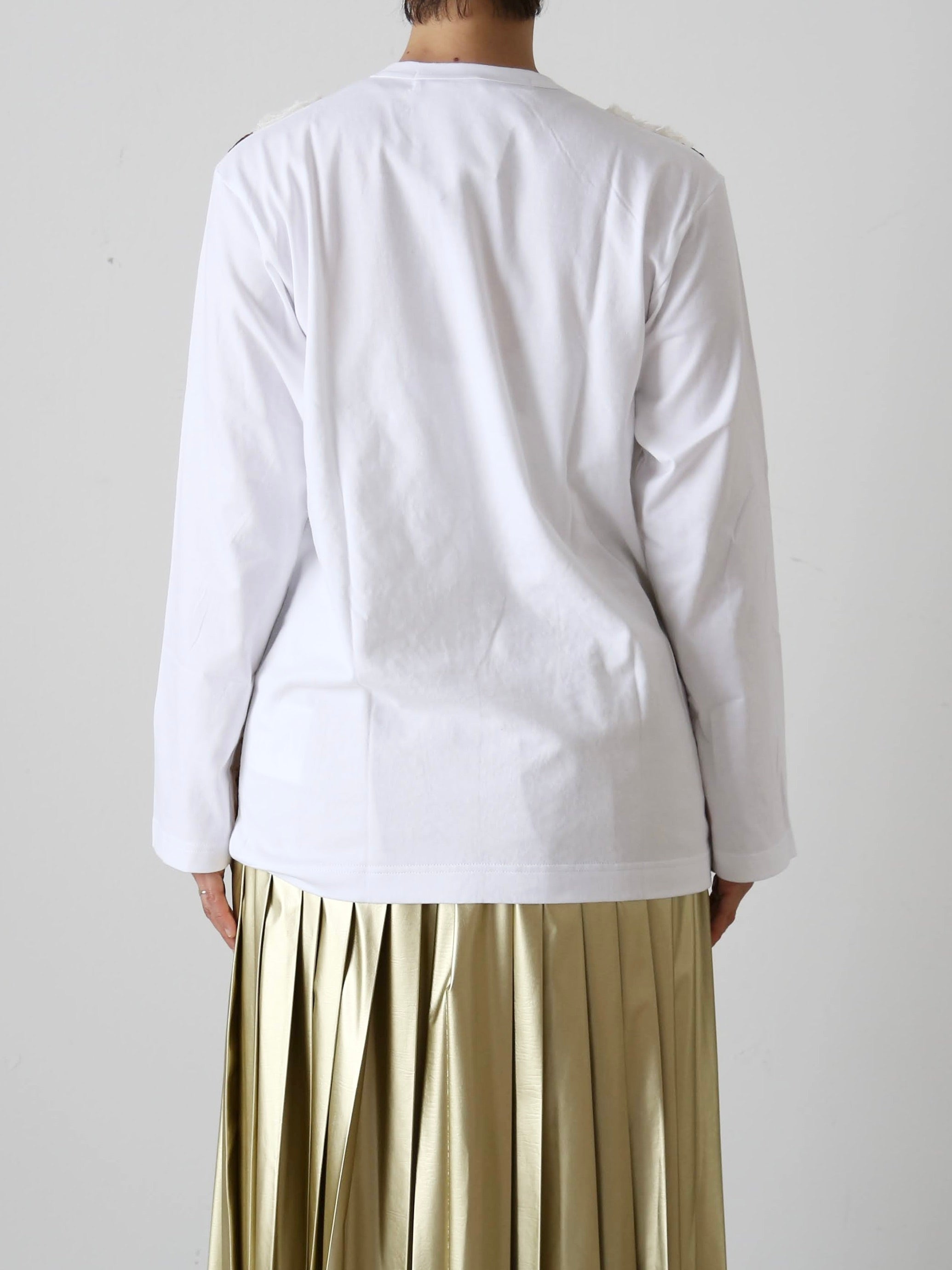 tao  エステルチュール×綿天竺 刺繍Tシャツ [TP-T008-051]