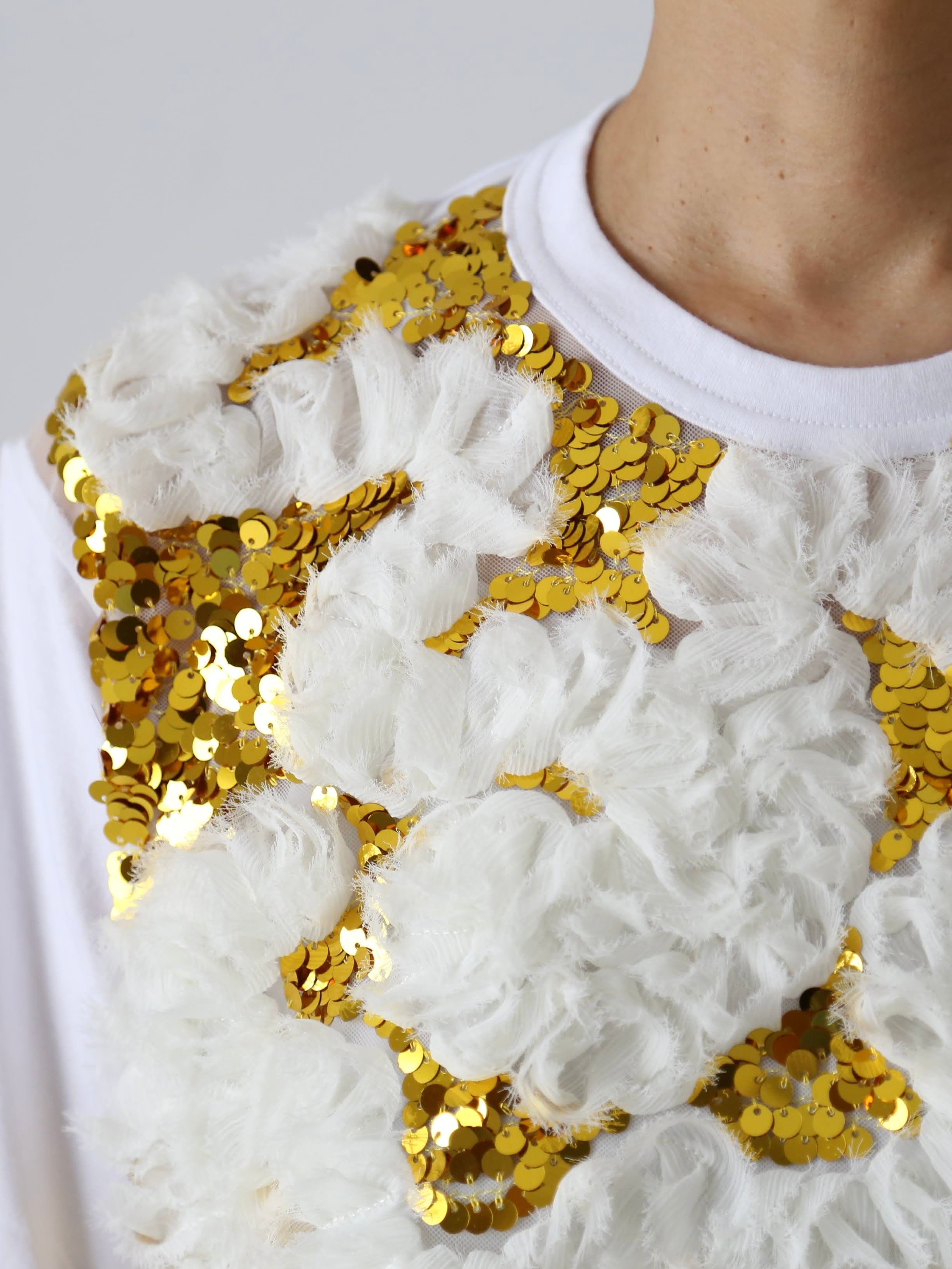 tao  エステルチュール×綿天竺 刺繍Tシャツ [TP-T008-051]