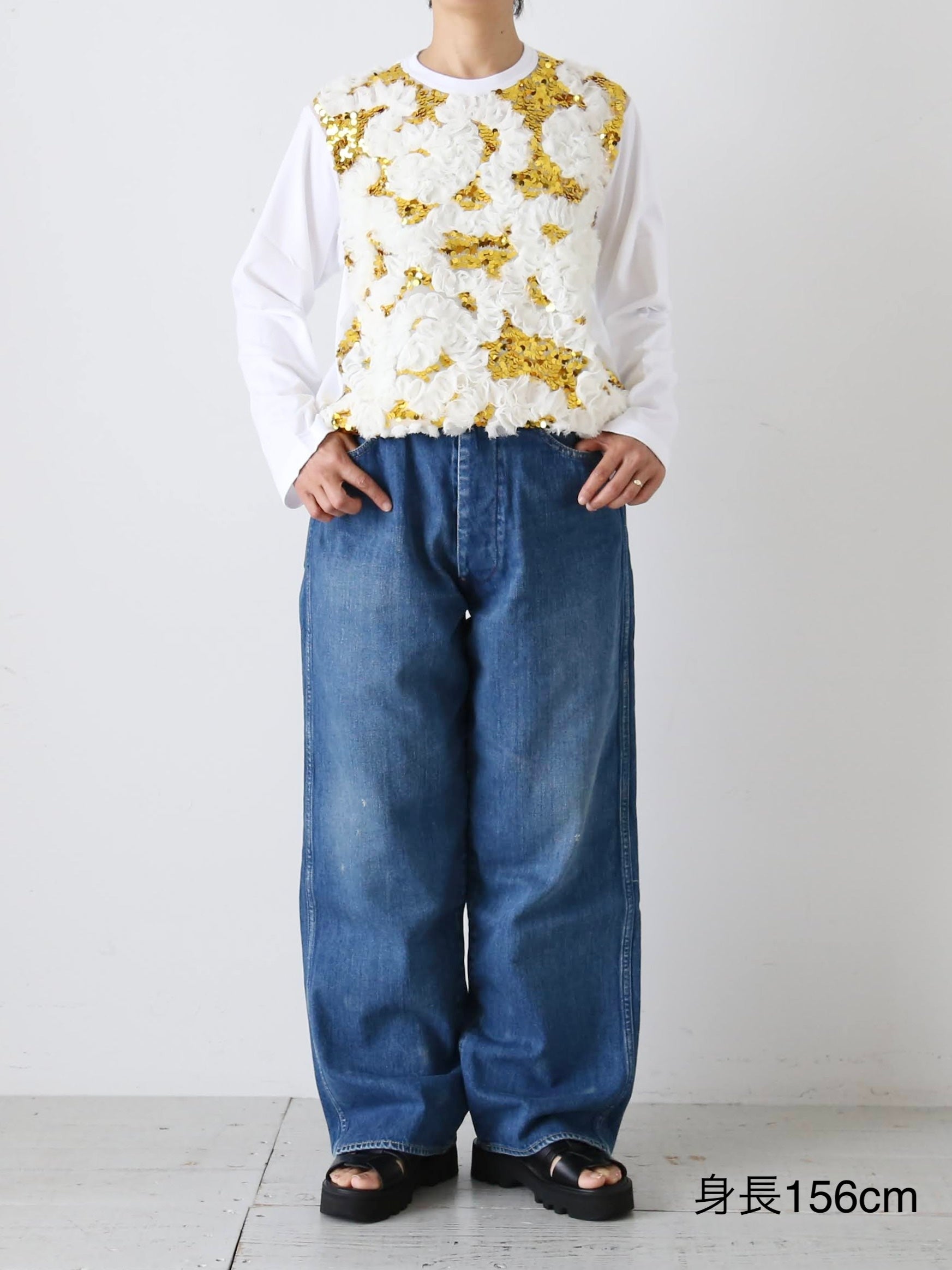 tao  エステルチュール×綿天竺 刺繍Tシャツ [TP-T008-051]