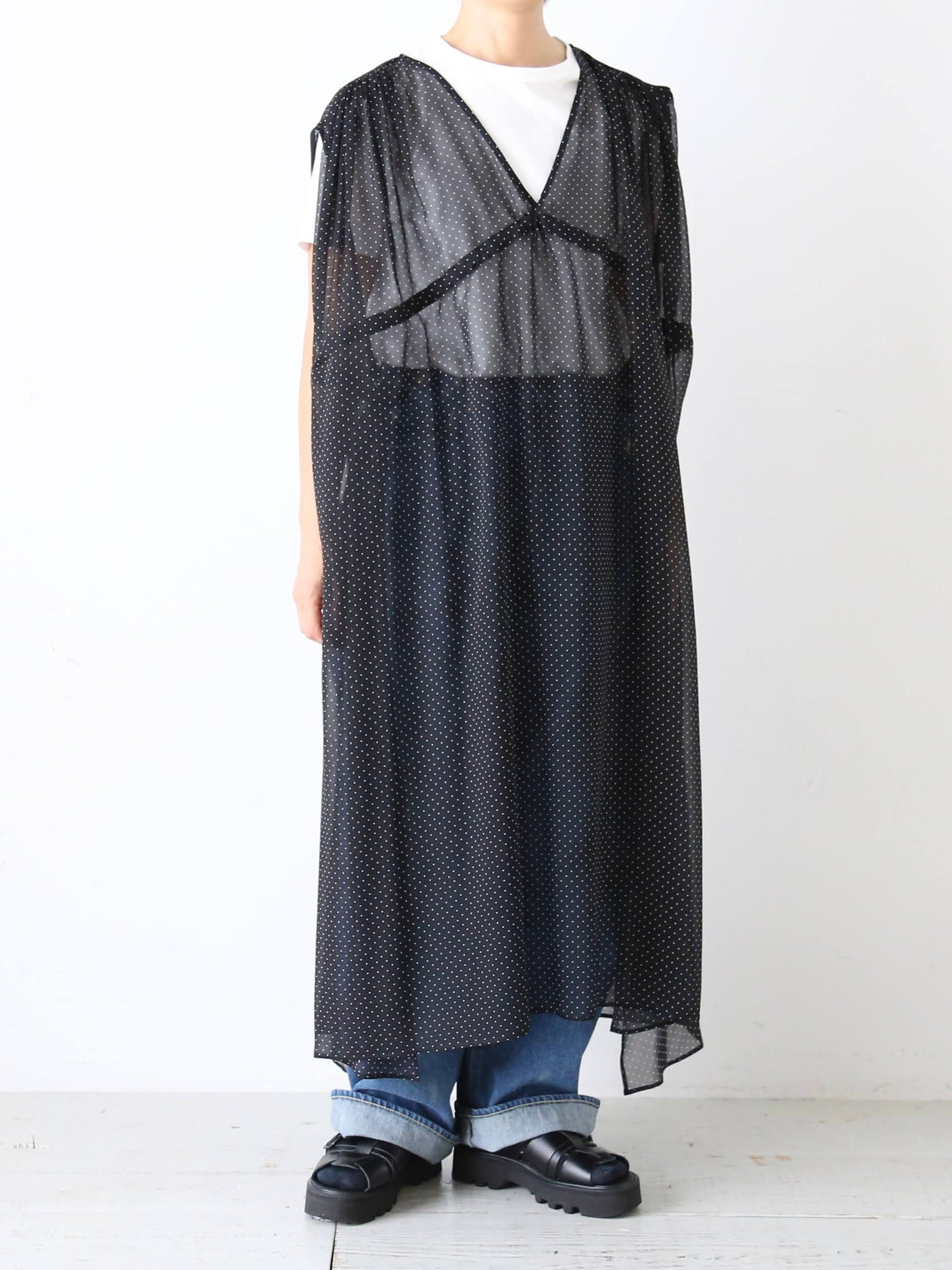 TOUJOURS ドローストリングジレドレス [TM43ID03]