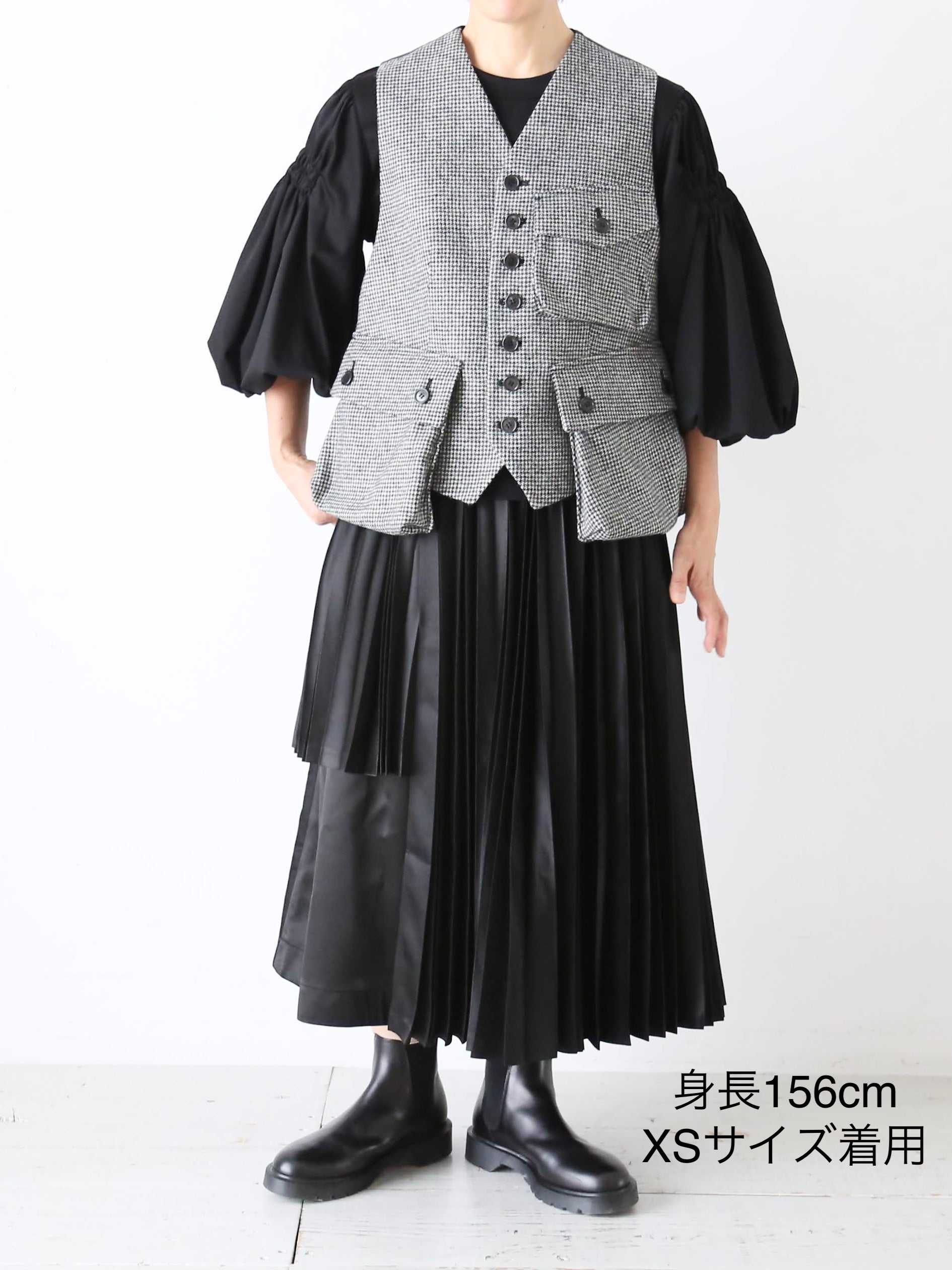 noir kei ninomiya エステルサテンプリーツスカート [3P-S016-051]