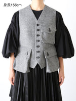 画像をギャラリービューアに読み込む, noir kei ninomiya 千鳥柄ウールツイードベスト [3P-V013-051]
