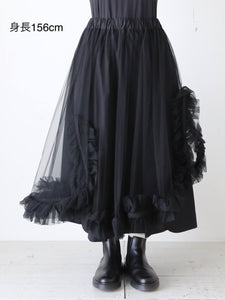 noir kei ninomiya 綿タイプライター×ナイロンチュール スカート 3層