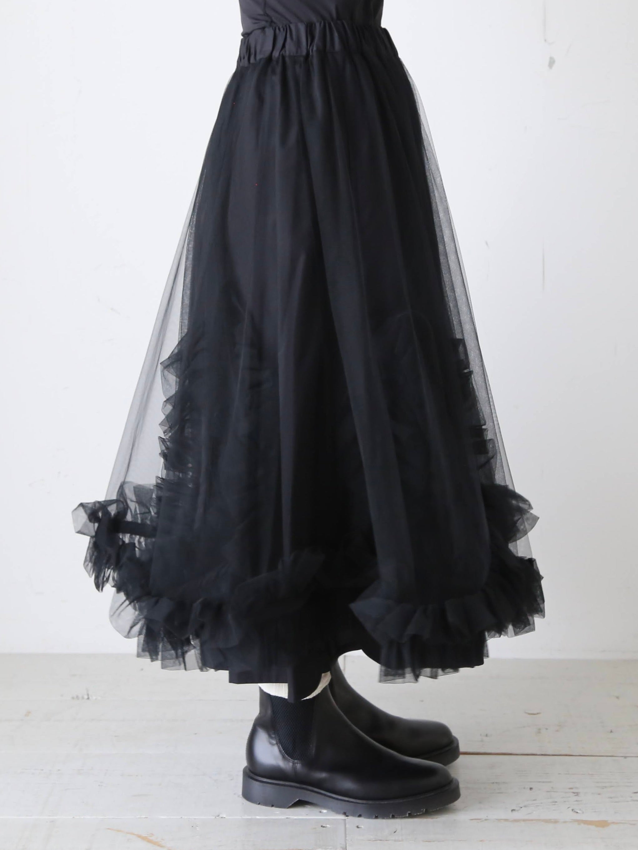 noir kei ninomiya 綿タイプライター×ナイロンチュール スカート 3層 noir kei ninomiya 綿タイプライター×ナイロンチュール スカート 3層