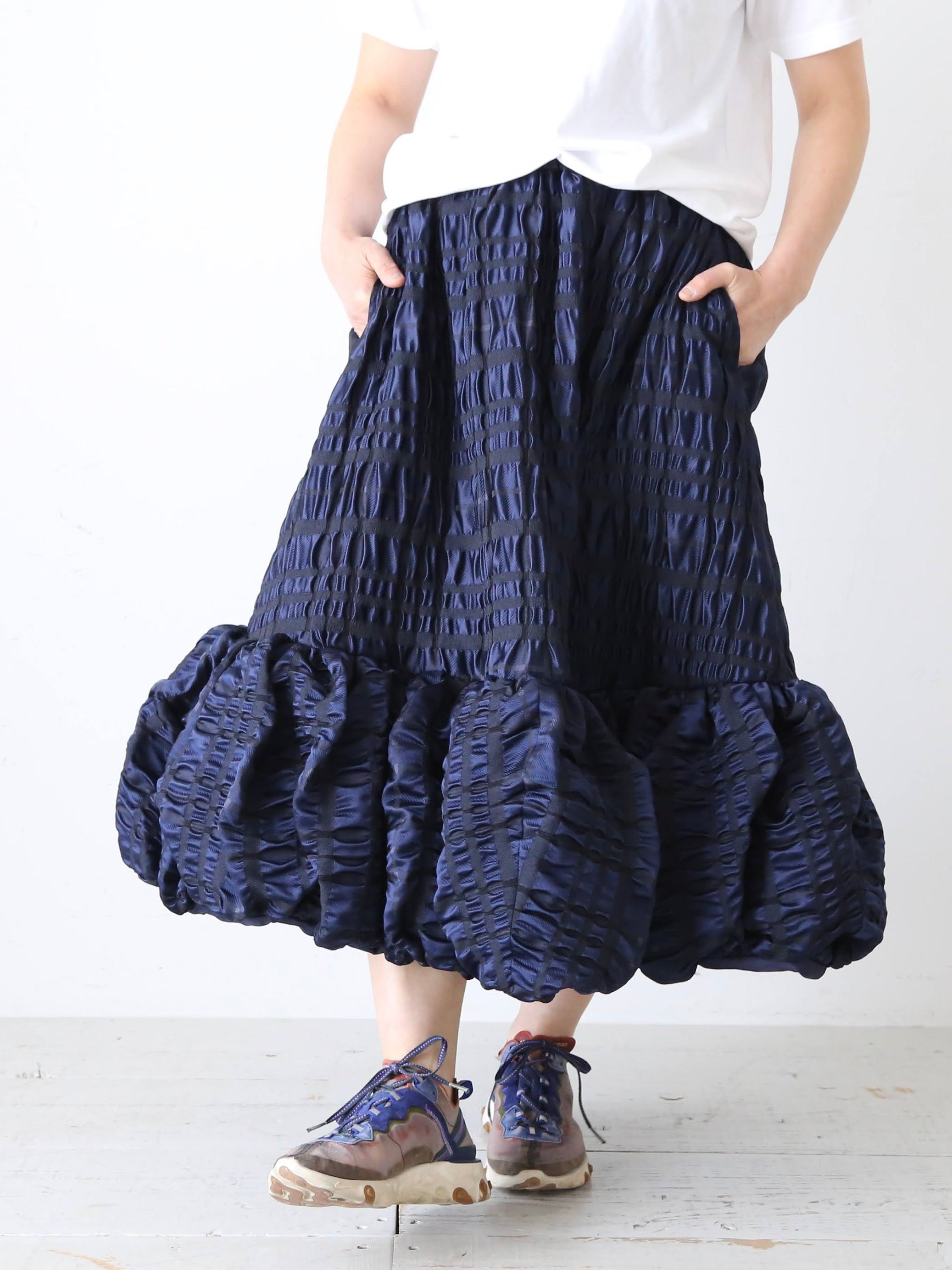 noir kei ninomiya ギャザー織り チェック ジャガードスカート
