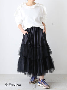 noir kei ninomiya エステルサテン×ナイロンチュール スカート