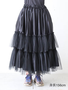 noir kei ninomiya エステルサテン×ナイロンチュール スカート