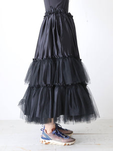 noir kei ninomiya エステルサテン×ナイロンチュール スカート