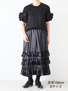 noir kei ninomiya ノワールケイニノミヤ 綿ポンチTシャツ 袖リボン