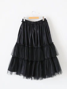 noir kei ninomiya エステルサテン×ナイロンチュール スカート