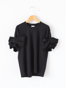noir kei ninomiya ブラック 長袖 Tシャツ S noir kei ninomiya ノワールケイニノミヤ 綿ポンチTシャツ 袖リボン