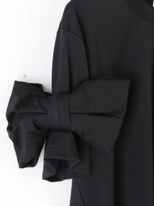 noir kei ninomiya ノワールケイニノミヤ 綿ポンチTシャツ 袖リボン