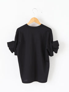 noir kei ninomiya ノワールケイニノミヤ 綿ポンチTシャツ 袖リボン