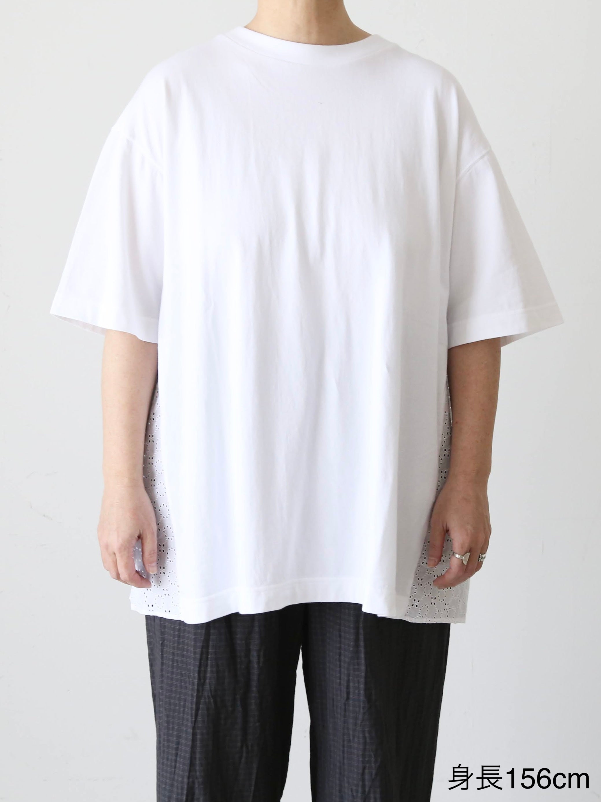 TOUJOURS コンビネーションTシャツ コットンレース ホワイト 長袖 – CREER