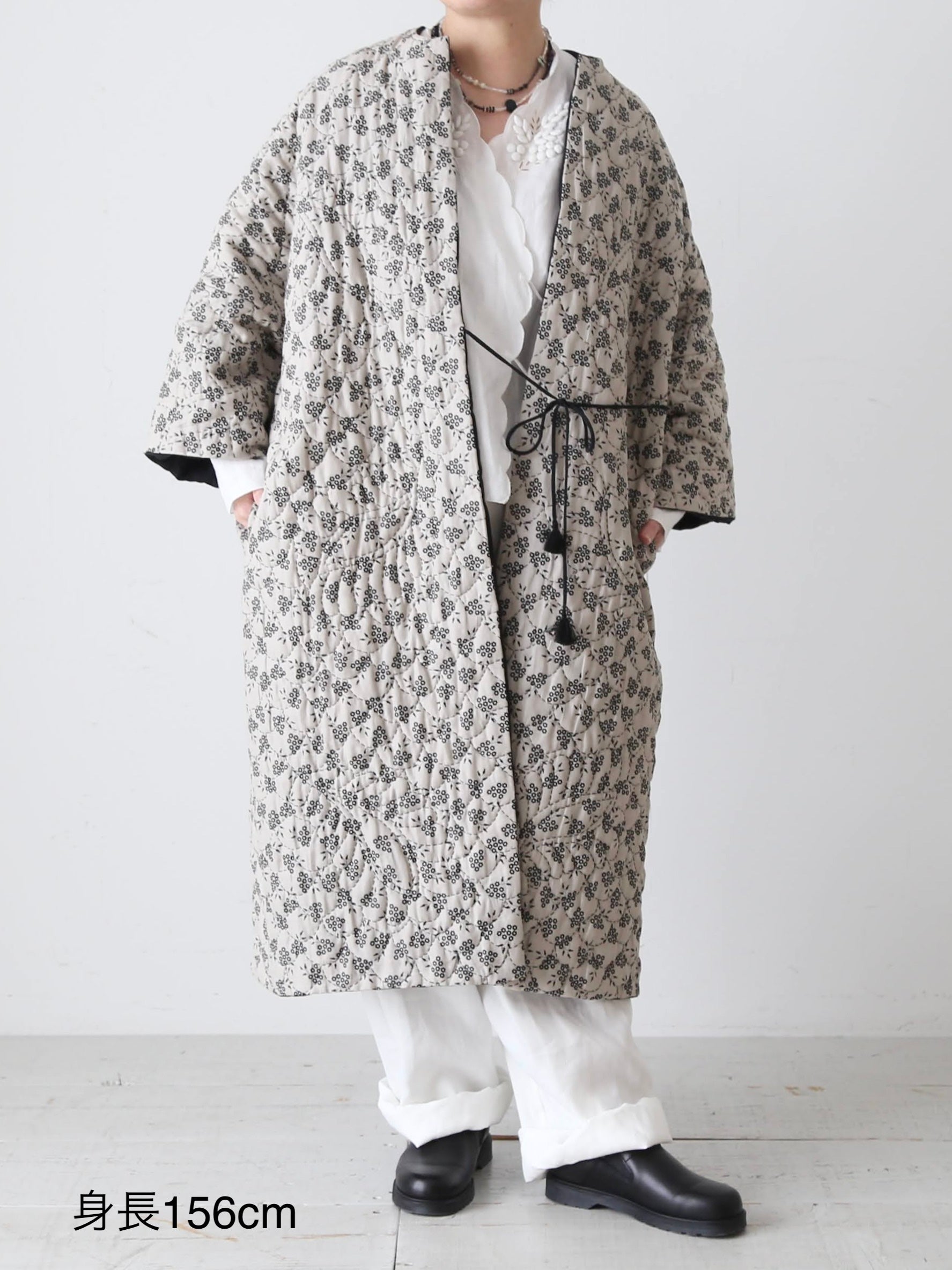 TOWAVASE フレンチコモン ローブ リネン 薄キルティング 小紋柄 – CREER