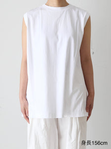 TOUJOURS スリーブレス コンビネーションTシャツ コットンレース 