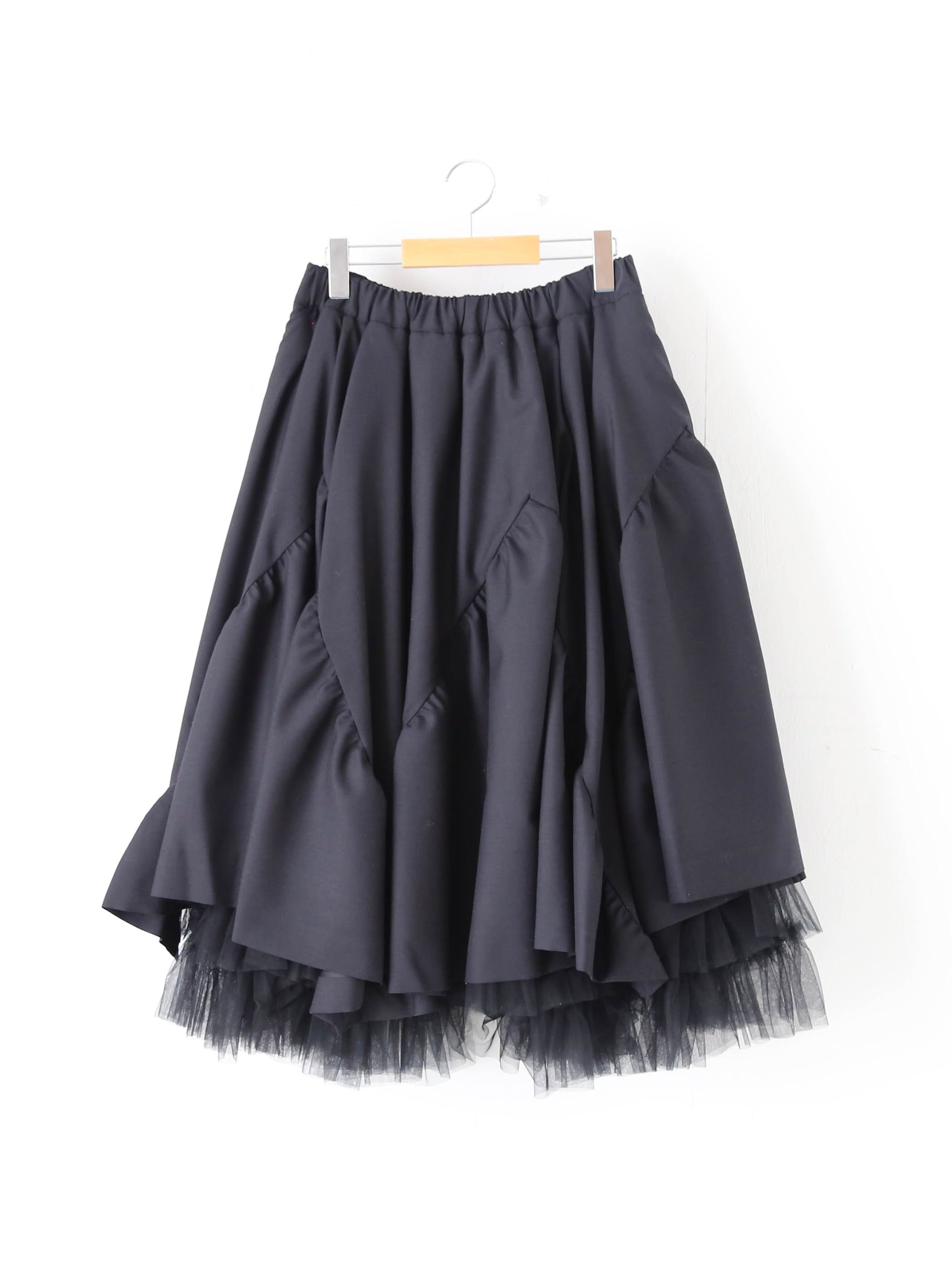 noir kei ninomiya ウールトロ×ナイロンチュール スカート 星柄