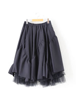 画像をギャラリービューアに読み込む, noir kei ninomiya ウールトロ×ナイロンチュールスカート [3Q-S008-051]
