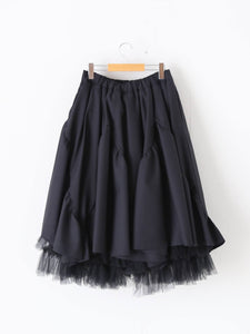 noir kei ninomiya ウールトロ×ナイロンチュールスカート [3Q-S008-051