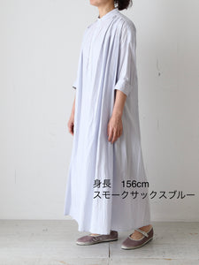 TOUJOURS ハーフビショップスリーブ プリーテッドシャツドレス 