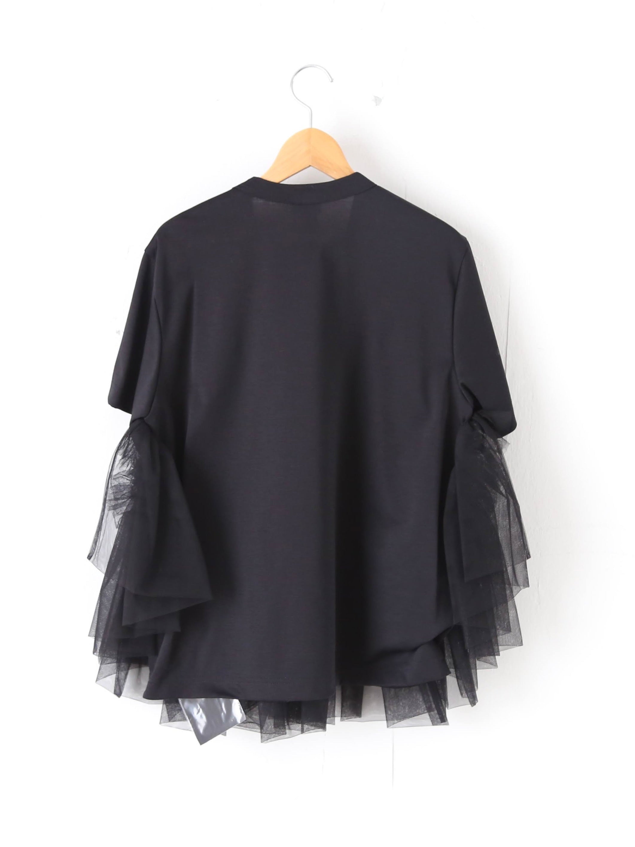 noir kei ninomiya 綿ポンチフリルTシャツ noir kei ninomiya 綿ポンチ Tシャツ フリル袖 ショート丈