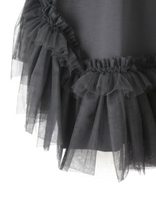 noir kei ninomiya 綿ポンチ×ナイロンチュールTシャツ [3Q-T004-051