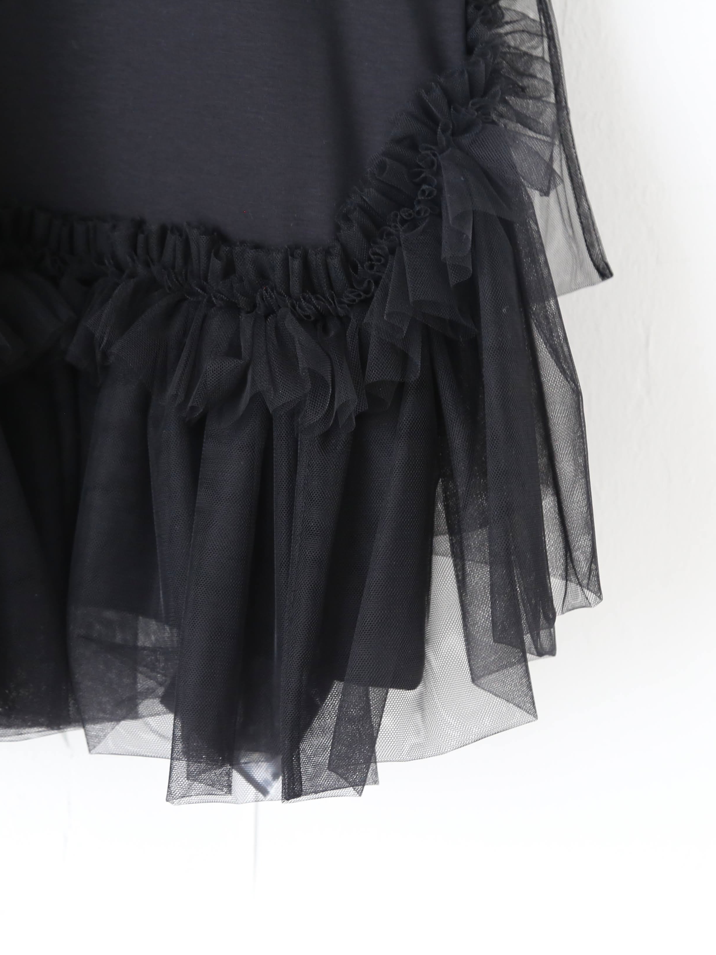 noir kei ninomiya 綿ポンチ×ナイロンチュール Tシャツ フロント