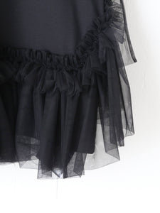 noir kei ninomiya 綿ポンチ×ナイロンチュールTシャツ [3Q-T004-051