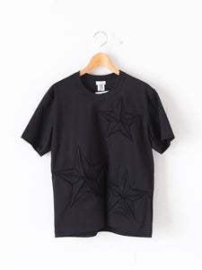 新品未使用　ノワールケイニノミヤ　25FW 黒　Tシャツ noir kei ninomiya 綿ポンチ Tシャツ 3Dスター 立体加工 – CREER