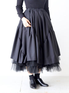 noir kei ninomiya ウールトロ×ナイロンチュールスカート [3Q-S008-051