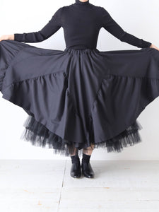 noir kei ninomiya ウールトロ×ナイロンチュールスカート [3Q-S008-051