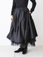 画像をギャラリービューアに読み込む, noir kei ninomiya ウールトロ×ナイロンチュールスカート [3Q-S008-051]
