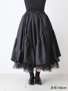noir kei ninomiya ウールトロ×ナイロンチュール スカート 星柄