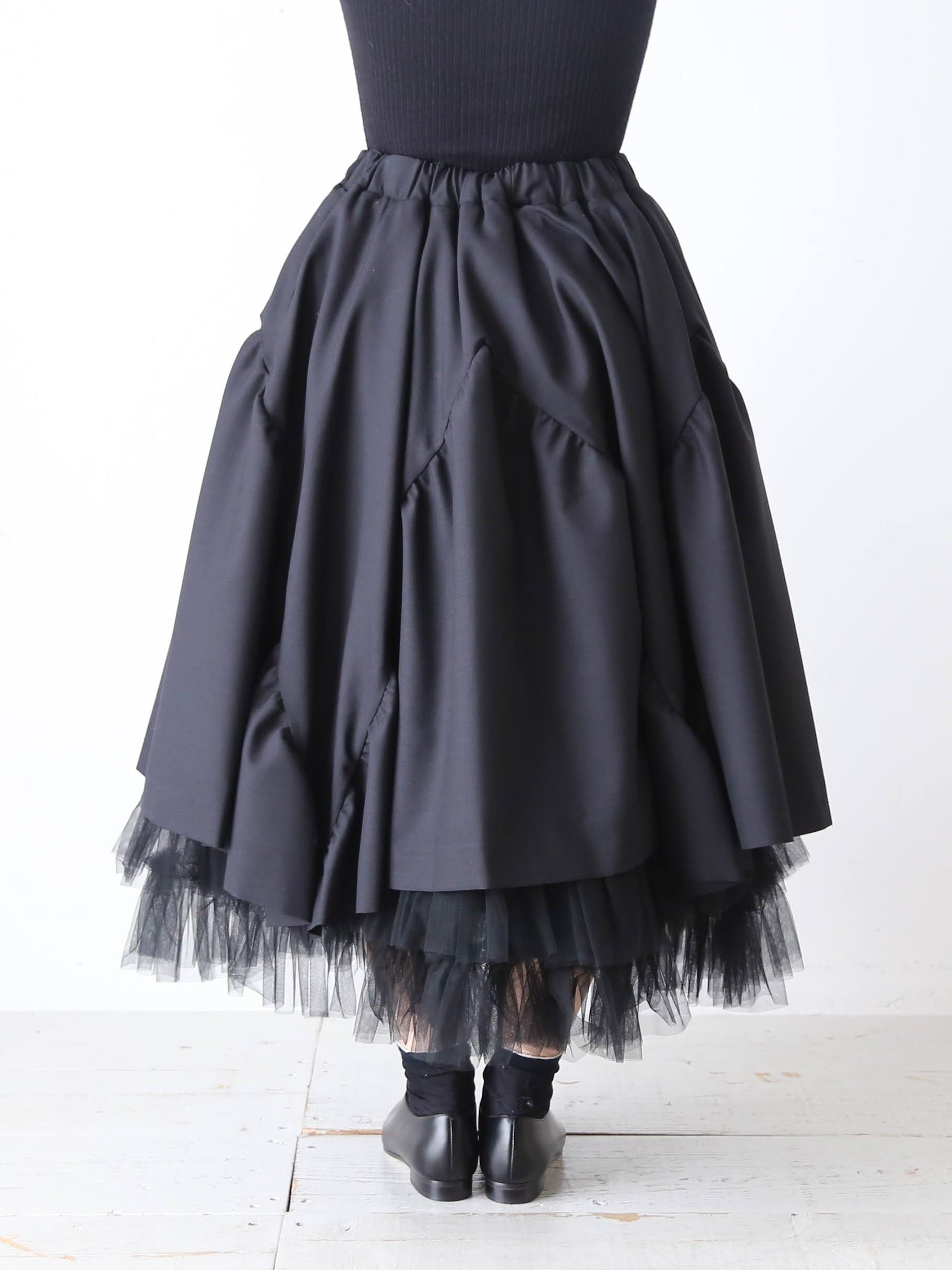 noir kei ninomiya ウールトロ×ナイロンチュール スカート 星柄