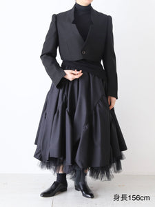 noir kei ninomiya ウールトロ×ナイロンチュール スカート 星柄