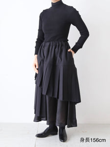 noir kei ninomiya ウール エステル ギャバジン スカート 螺旋プリーツ