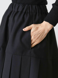 noir kei ninomiya ウール エステル ギャバジン スカート 螺旋プリーツ