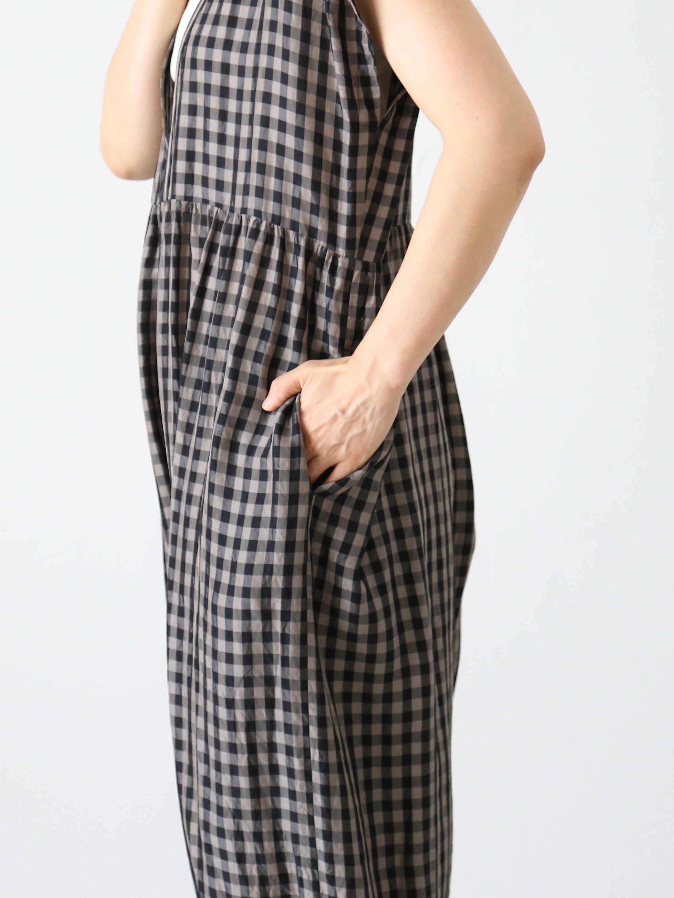 ayanoguchiaya ツナギドレス (キュプラ格子) [dress.40]